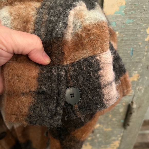 Zara Women's Checkered Teddy Jacket - Brown, Black, Pink - Picture 6 of 6